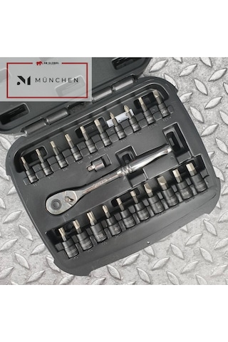Lokma Ve Cırcır Takımı 1/4 Ve 3/8 Inç Elmas Uçlu 22 Parça Set