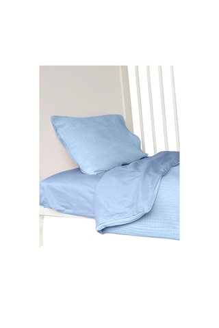 %100 Pamuk Muslin-akfil Bebek Nevresim Takımı Çift Yönlü Mavi