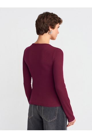 Dilvin 31548 Düğme Detaylı Büzgülü Top-bordo Bordo