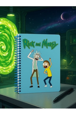 Öğrenci Ve Ofis Kullanımına Uygun Eğlenceli Özgün Hediye Rick And Morty Temalı Spiral Çizgili Defter