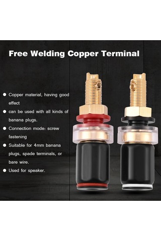 Lemestar Hoparlör İçin Bakır Terminol, Kaynaklama Olmadan Uyumlu, 4mm Muz Şarjı Ve Tel Bağlantısı, Vida İle Sabitlenir