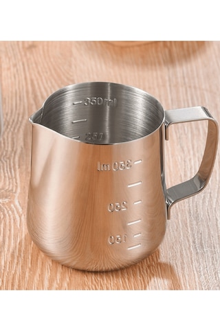 Paslanmaz Çelik Ölçü Kabı - Beher - Sütlük-350 Ml Gümüş