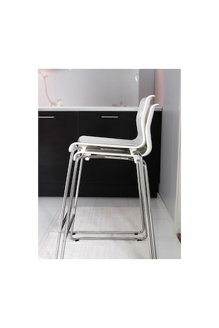Ikea Glenn Bar Sandalyesi, Beyaz-krom Kaplama, 66 Cm