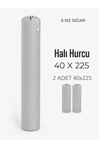 Beylini 40x225 Halı Hurcu 6m2 Lastikli Nefes Alabilir Kokmaz Tela Lastikli Halı Kılıfı Poşeti Ambalajı Taşınma Yastık Saklama Torbası Gri 2 Adet