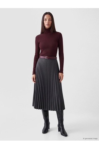 Lc Waikiki Lc Waıkıkı Bordo Fırfırlı Dik Yaka Kadın Body