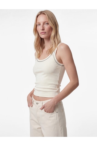 Koton Pamuklu Slim Fit Dikiş Detaylı U Yaka Halter Yaka Fitilli Atlet Ekru 6sak10246ek