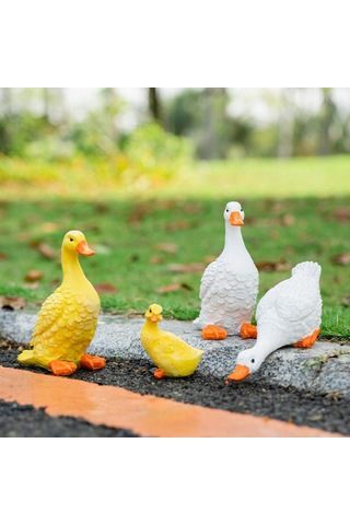 Maotai 4 Adet Komik Ördek Heykelleri Figürinler Havuz Arka Bahçesi Sarı Beyaz Için Dekorasyon
