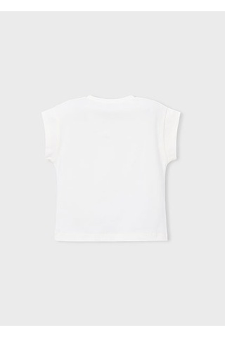 Mayoral Kız Çocuk Desenli T-shirt Beyaz - 03005