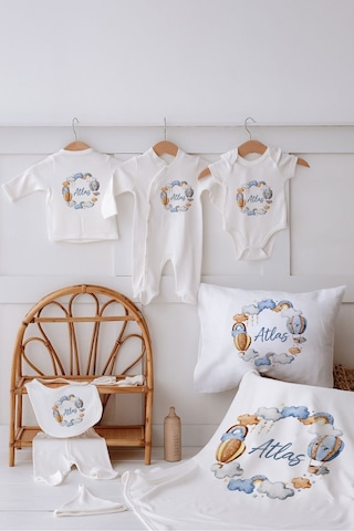 Lilabio %100 Organik Isme Özel Isimli 10lu Hastane Çıkışı Balon Ekru