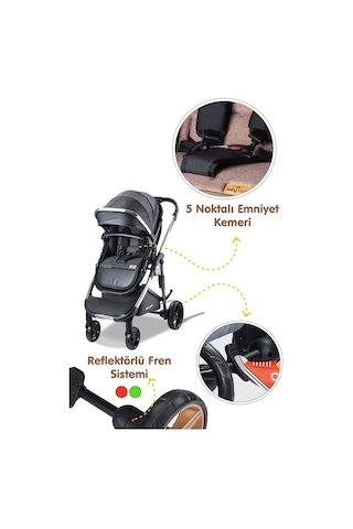 Baby Care Bebek Arabası - Bc 440 Colarado Chrome - Travel Pusetli Krom Bebek Arabası