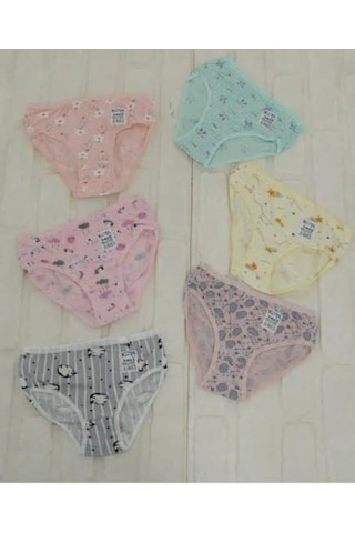 Kota 3402 Kız Çocuk Renkli Desenli Slip Külot 6 Adet 001