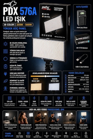 Pdx 576a Led Işık Bi-color Yüksek Güç Panel