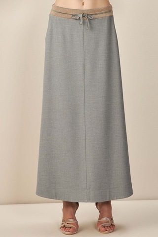 Evaze Gri Dokuma Etek Gri