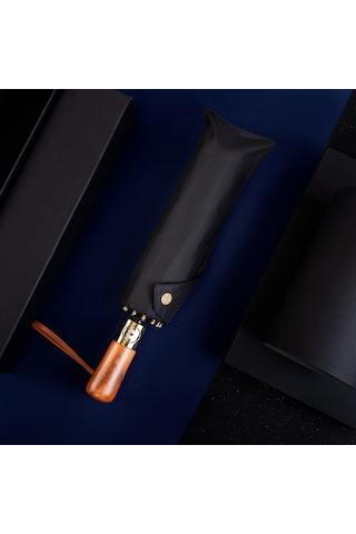 Aventus Umbrella Ahşap Saplı 12 Telli Şemsiye Siyah