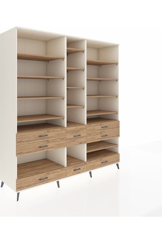 Kronos Dolap 19 Raflı 8 Çekmeceli 220x59x243 Aytaşı-çam/çam Atlas Çam/atlas Çam