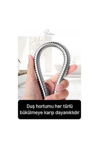 75 Cm Kısa Tepe Ara Duş Hortumu Spiral Robot Ara Bağlantı Örgülü Dayanıklı Kopmaz Patlamaz Sızdırmaz Gümüş