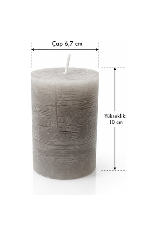 Mat Desenli Koyu Yeşil Silindir Mum 30 Saat Yanma Kokusuz Dekoratif Blok Mum 6,7 X 10 Cm Mat Koyu Yeşil