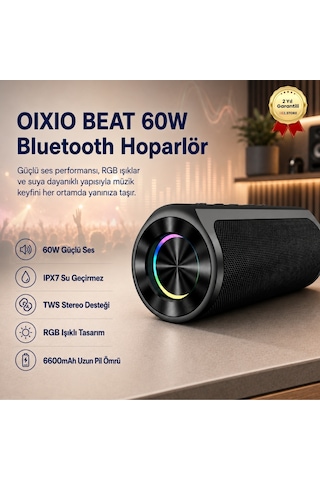Hzl Beat 60w Su Geçirmez İpx7 Bluetooth Aux Sd Card Usb Yüksek Ses Kaliteli Hoparlör Rgb Speaker-504