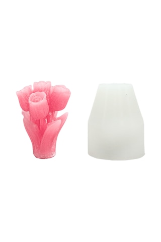 Tahtakale Toptancı Silikon 3d 5 Güllü Çiçek Buketi Mum Kalıbı