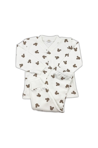 Sema Baby Mickey Mouse Bebek Pijama Takımı – Ekru 0-3 Ay