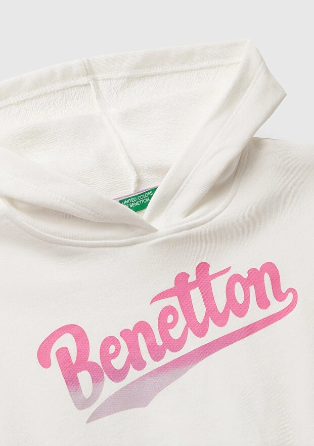 Benetton Kız Çocuk Beyaz Sweatshırt BEYAZ
