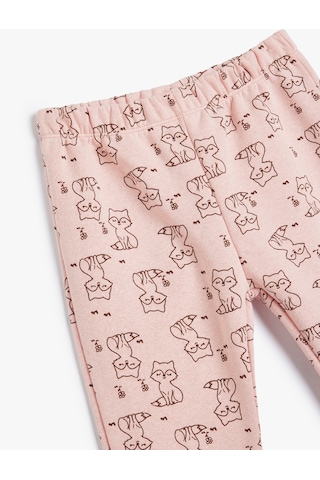 Koton Jogger Eşofman Altı Beli Lastikli Tilki Baskı Detaylı Pembe Desenli 5wmg40015ak Pembe Desenli