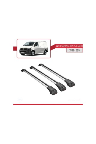 Volkswagen Transporter T5 2003-2015 Arası İle Uyumlu Ace-1 Ara Atkı Tavan Barı Gri 3 Adet Bar