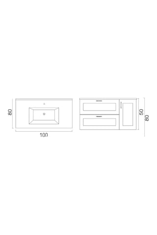 Denko Beyoğlu 100 Cm Mdf Mat Yeşil Banyo Dolabı Alt Modül, Lavabo Yeşil
