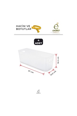 Kapaksız Dolap İçi Düzenleyici Çizgili Desenli Organizer Saklama Kutusu Çok Amaçlı Sepet 1 Adet Beyaz