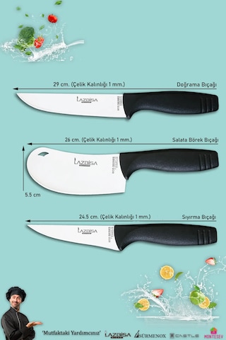 Eco Serisi Mutfak Bıçak Seti Et Ekmek Sebze Pizza Salata Bıçağı Siyah