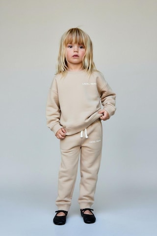 Magu Kız Çocuk Pamuklu Oversize Sweatshirt Eşofman Alt Takım - Rahat Ve Şık Krem