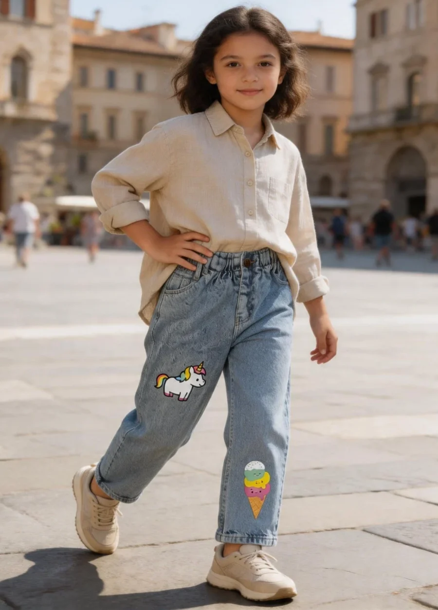 Kaizer Jeans Mavi Dondurma Desenli Çocuk Pantolonu
