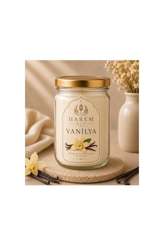 Vanilya Kokulu El Yapımı Kavanoz Mum 150 Gr Beyaz