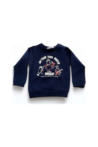 Cantoy Erkek Bebek Winter Yazılı Pamuklu Sweatshirt-14658 Lacivert