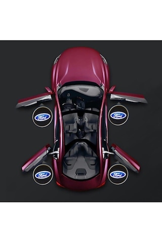 Ford 2 Adet Araçları Için Pilli Yapıştırmalı Mesafe Sensörlü Kapı Altı Led Logo / Projektör