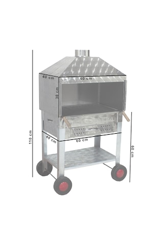 Metehan MTH-142 Davlumbazlı - Çekmeceli - Maltız Izgaralı - Dört Tekerlekli Mangal