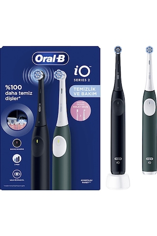 Oral B İo 2 Serisi Şarjlı Diş Fırçası 2'li Avantaj Paketi Siyah/yeşil