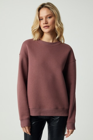 Grimelange VANELTINA Kadın Organik Pamuklu Yumuşacık İçi Polarlı Yuvarlak yakalı Mürdüm Sweatshirt