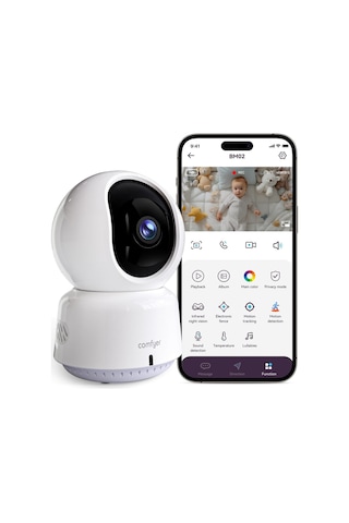 Comfyer 2k Wifi Bebek Kamerası, 360 Döner Kamera, Gece Görüş, Hareket Takibi, Lullaby Telsiz Telefonlar