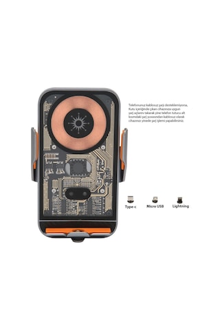C11 Kablosuz 360 Derece Ayarlanabilir Indüksiyonlu 15w Hızlı Şarj Araç Ve Tutucu