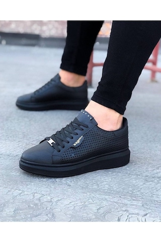 Aymood Jy01 Bront Bağcıklı Cilt Delikli Erkek Günlük Sneaker Ayakkabı Cst Siyah