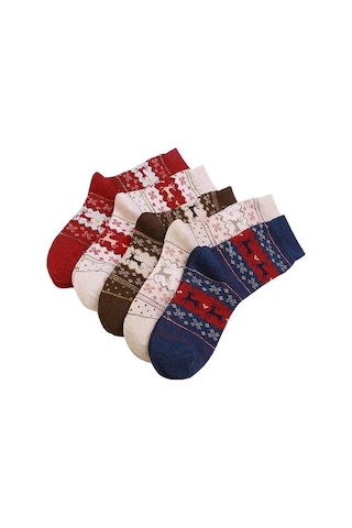 Çift Kadın Yün Çorap, Sıcak Kış Çorapları, Geyik Boynuzu Tasarımıyla Kalın, Noel İçin İdeal