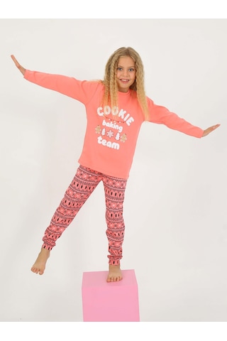 Kız Çocuk Uzun Kollu %100 Pamuklu Pijama Takımı Cookie Team SOMON