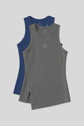 TOMMYLIFE Standart Kalıp O Yaka 2li Paket İndigo-koyu Gri Kadın Spor Atlet - 97256 İndigo Melanj