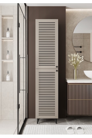 Lidya Panjur Kapaklı Çok Amaçlı Dolap - Kiler Dolabı - Banyo Dolabı - Ayakkabılık - Mutfak Dolabı Kumtaşı