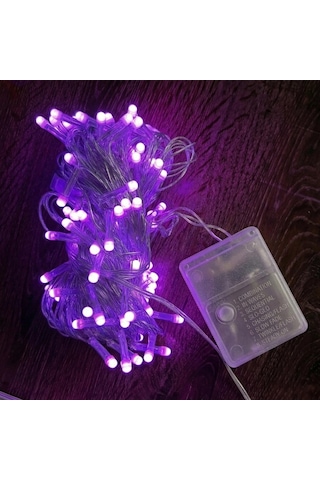 10m 100 Led Damla Uçlu Pembe Işık Şeffaf Kablo Renk