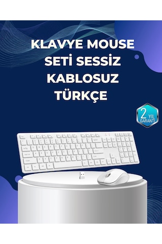 Usb Alıcılı Kablosuz Klavye Mouse - Geniş Uyumluluk, Sessiz Tuşlar