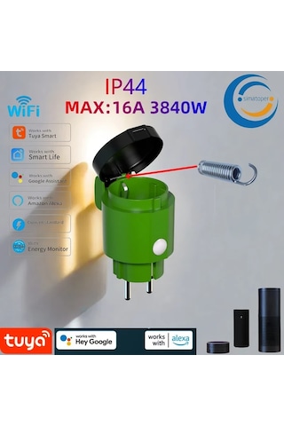 Xuweiwei Zigbee 3.0 Akıllı Dış Mekan Prizi Wifi 1 Paket Sesli Kontrol Zamanlayıcı 16a Alexa Home Assistant Hue Köprüsü Simatoper