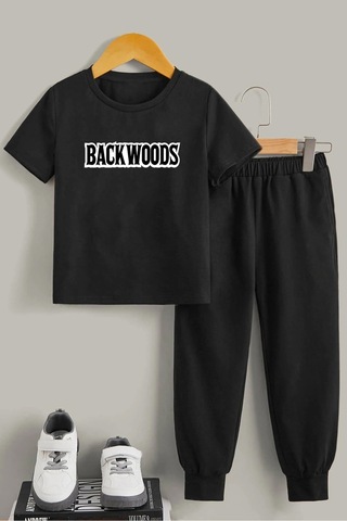 Uyguntarz Çocuk Backwoods Alt - Üst Eşofman Takımı Siyah