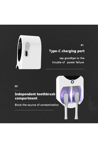 Fastbuy Akıllı Diş Fırçası Sterilizatörü, Kızılötesi Sensör Anahtarı, Beyaz Güç Göstergeli Beyaz